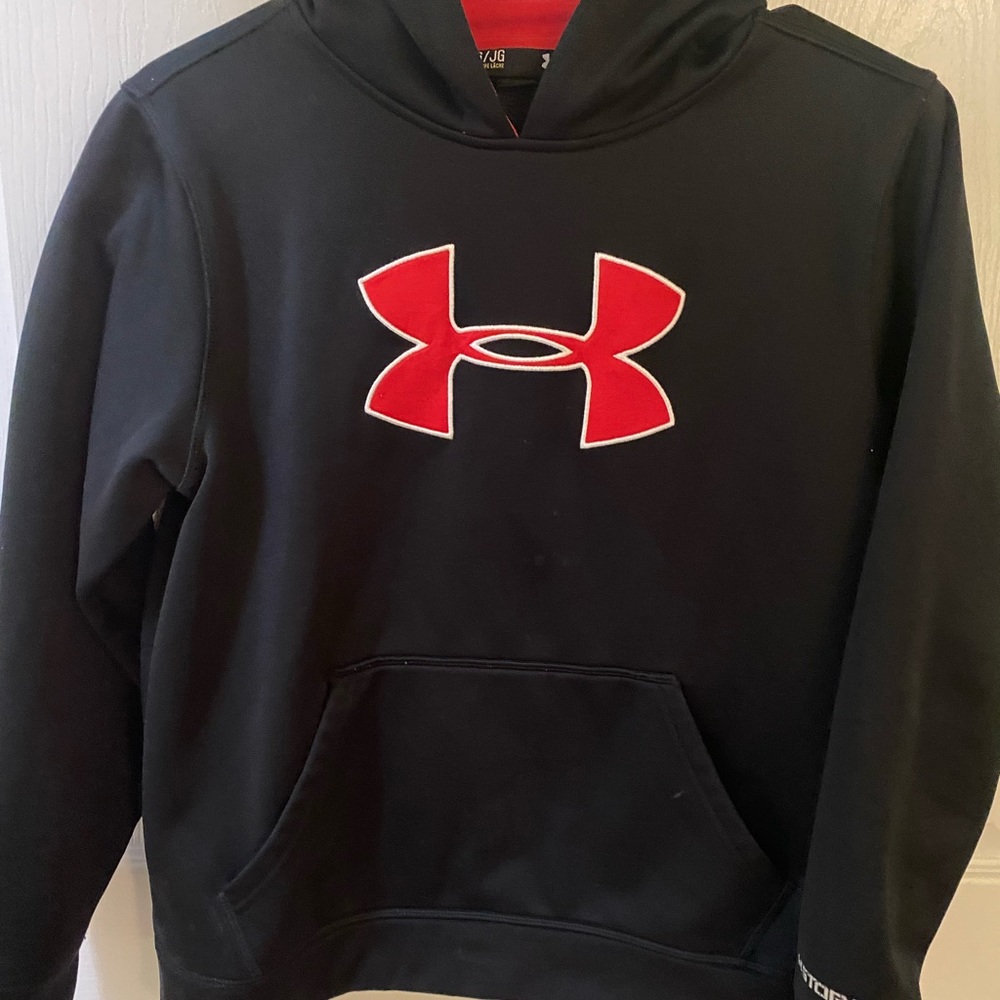 Black/Red Under Armour Hoodie - Size Youth Large